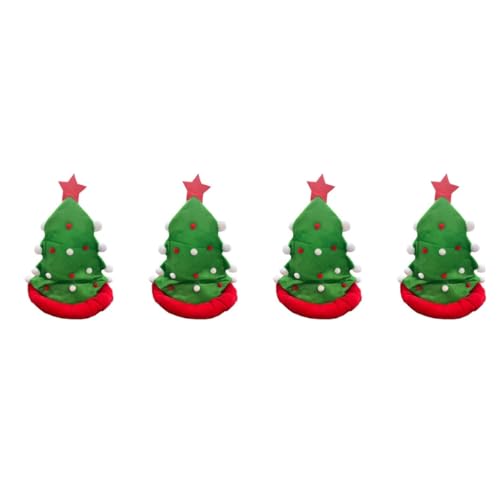 PACKOVE 4 Stück Weihnachtsbaummütze Strickmütze Mit Weihnachtsbaum Grüne Weihnachtsmütze Weihnachtsbaum Kostüm Zubehör Weihnachtsmann-mütze Weihnachtselfe Clown Männer Und Frauen Flanell von PACKOVE