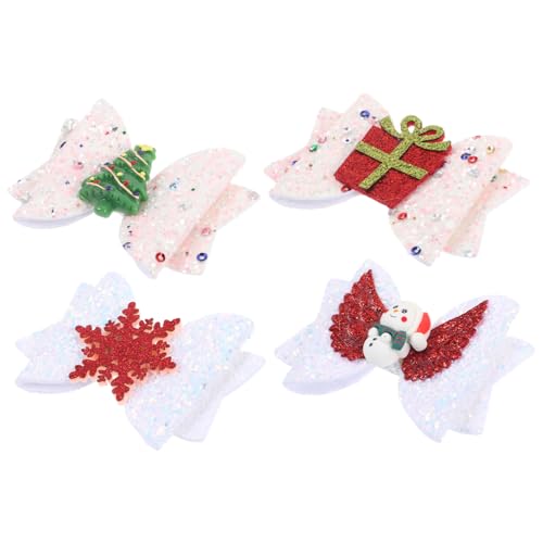 PACKOVE Haarspangen Für Jungen Und Mädchen Mädchen 4 Stück Weihnachtsspangen Mit Schleife Weihnachtshaarspangen Weihnachtshaarnadel Dekoratives Haar-accessoire von PACKOVE
