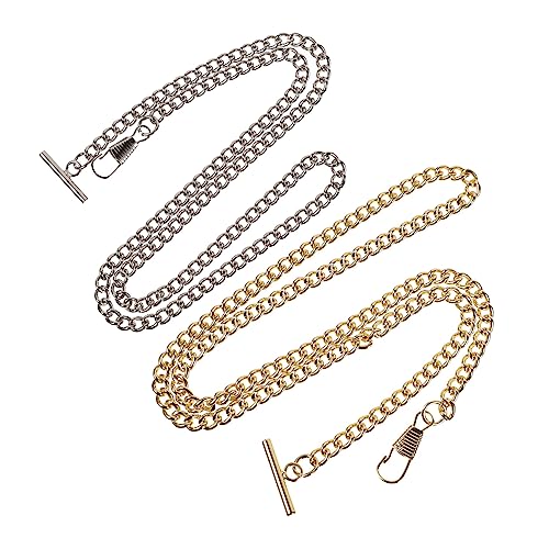 PACKOVE 4 Stück t Taschenuhrkette goldene Taschenuhrenkette Silberne Taschenuhrenkette silbernes Tanktop goldenes Tanktop Herren Kette für Taschenuhr Metall-Taschenuhr- Eisen Silver von PACKOVE