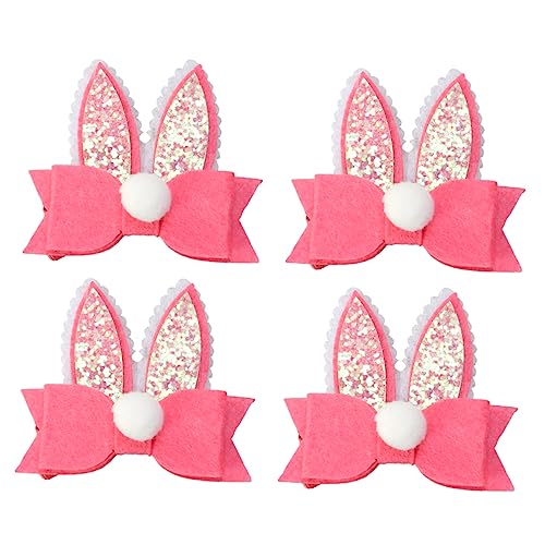 PACKOVE 4 Stücke Kaninchen Ohr Haar Clips mit Schleife Niedliche Haarnadeln für Mädchen Ostern Kopfschmuck für Kinder für Partys und Feste von PACKOVE