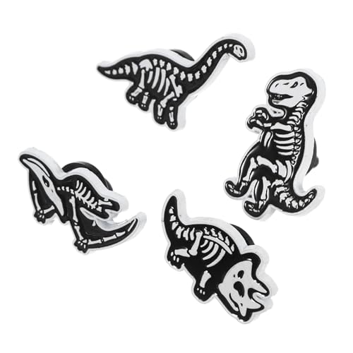 PACKOVE 4stücke Dinosaurierskelettbrosche Aus Legierung Dinosaurier-schädel-form Dinosaurierbrosche Skelett-corsage Anstecknadeln Für Tasche Pullover Kleid Mütze von PACKOVE