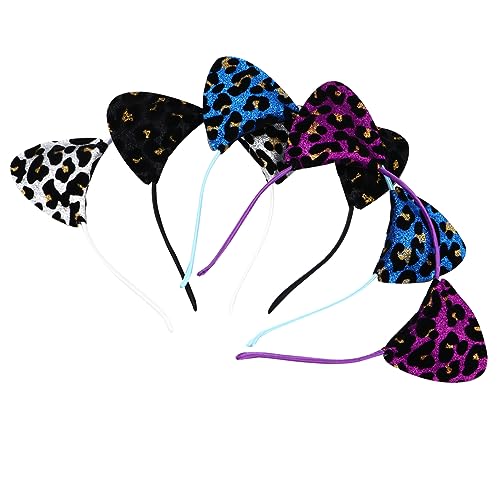 PACKOVE 4stücke Glitzer Haarreif Katzenohr Haarband Leoparden Kopfschmuck Damen Stirnband Haarschmuck Für Party Festival Halloween von PACKOVE