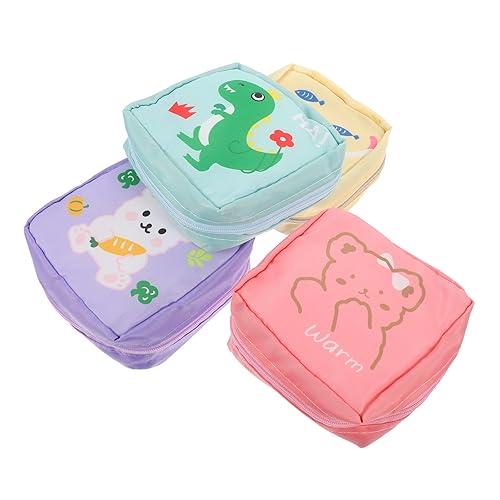 PACKOVE 4Stücke Mehrzweck Tampon Taschen Für Damen Kosmetiktaschen Süßem Design Cute Bear Dino Flower Praktische Aufbewahrung Für Hygieneartikel von PACKOVE