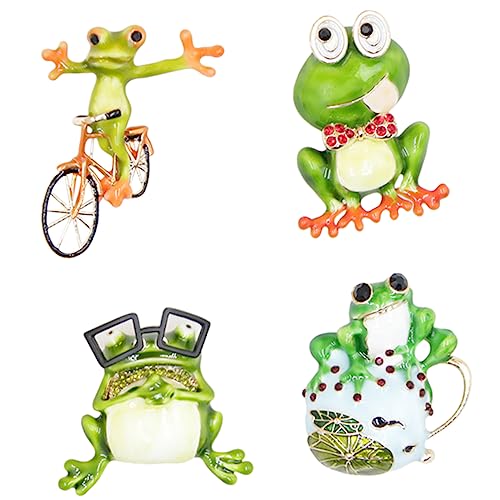 PACKOVE 4Stücke Teiliges Cartoon Frosch Broschen für Frauen Niedliche Tierbroschen Dekoration für Rucksäcke und Kleidung Geschenkidee für Damen und Mädchen von PACKOVE