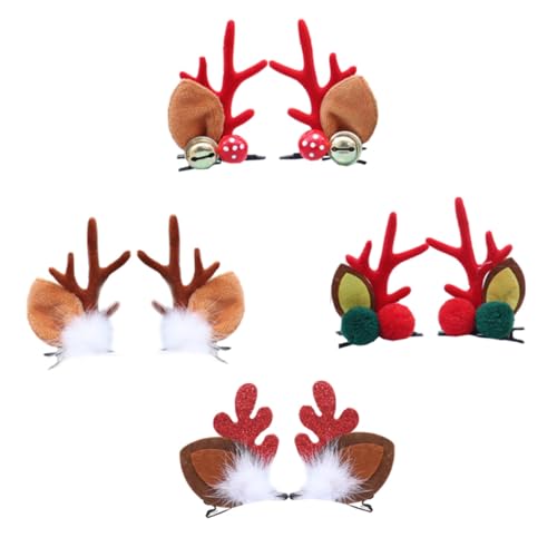 PACKOVE 4paare Weihnachtliche Haarschmuck Paaren Dekorativer Haarclips Für Junge Mädchen Rentier-haarspangen Accessoire Für Weihnachten Und Festliche Anlässe Für Mädchen von PACKOVE
