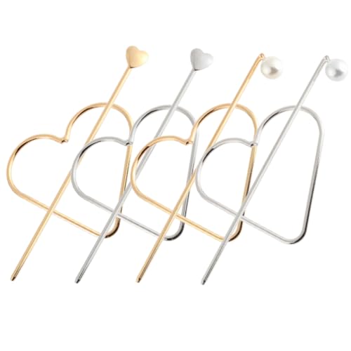 PACKOVE 4stücke Herz-haarstäbe Für Frauen Haarstäbchen Im Vintage-stil Mit Perltropfen Haarnadel Zum Von Langes Haar von PACKOVE