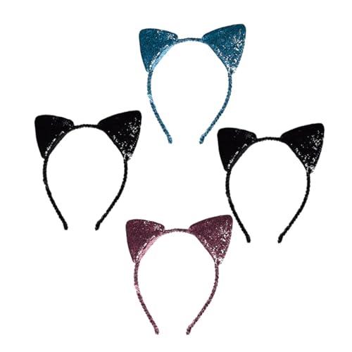 PACKOVE 4stücke Katzenohr-haarreif Für Mädchen Bühnenauftritte Foto-requisiten Mit Ohr-kopfbedeckung Kreativer Haarreif Für Party Und Cosplay von PACKOVE