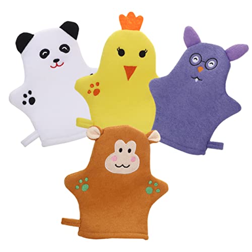 PACKOVE 4stücke Teiliges Junge Mädchen Waschhandschuhe Exfolierende Handschuhe Für Sanftes Peeling Cartoon-design Bad Für Spa Und Körperpflege von PACKOVE