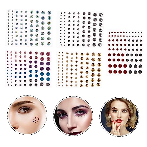 PACKOVE 5blätter Gesichtsaufkleber Mit Strass-aufklebern Aus Acryl Für Stirn Und Gesichtsbereiche Auge-strass-aufkleber Als Edelsteine-aufkleber Für Auto Handy Laptop Und Dekoration von PACKOVE