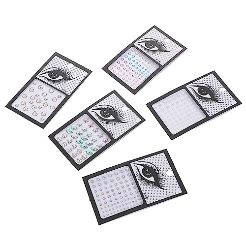 PACKOVE 5 Blätter Wasserdichte Selbstklebende Gesichtsschmuck Sticker mit Perlen und Strasssteinen Teiliges für Mädchen für Make Up Halloween und Weihnachtsfest Vielseitig für Wangen von PACKOVE