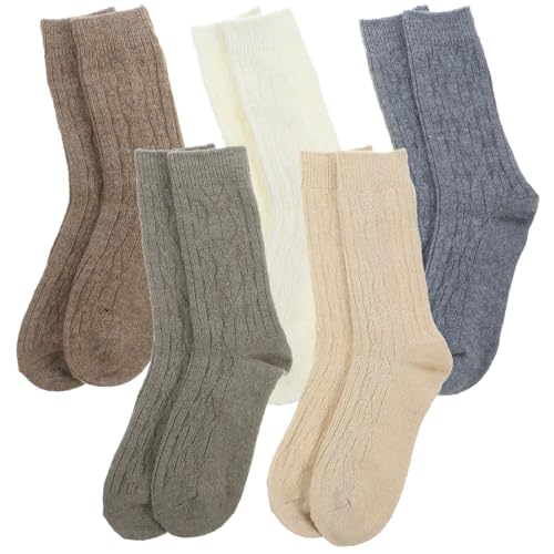 PACKOVE 5 Paar Wollsocken Dicke Weiche Wollsocken Winter Warme Stiefelsocken Gemütliche Crew-Socken Hausschuhe Socken Knöchel Wandersocken Laufsocken Outdoor-Indoor-Socken Für Damen von PACKOVE