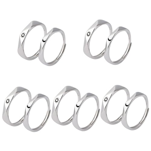 PACKOVE 5 Paare Sonne-mond-ring Paar Passende Ringe Verstellbare Ringe Für Damen Paare Klingeln Damenringe Verstellbare Ringe Für Männer Schmuckset Fräulein Einstellen Kupfer Gedenken von PACKOVE