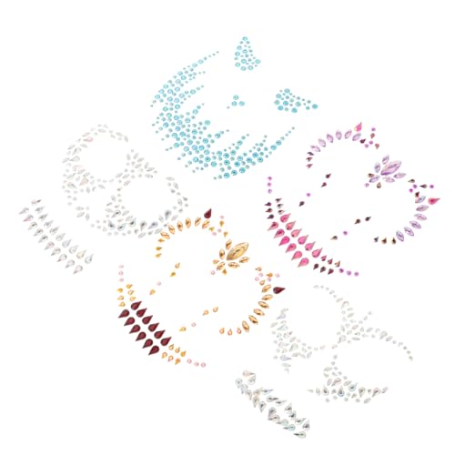 PACKOVE 5 Sätze Gesichts Juwelen Aufkleber Strassstein Body Schmuck für Halloween Festivals und Cosplay Vielseitig Einsetzbar als Gesichtsschmuck und Dekoration von PACKOVE