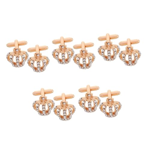 PACKOVE 5 Sätze Manschettenknöpfe Mit Krone Wandhalterung Modische Und Vielseitige Haarnadeln Rhinestone Manschettenknöpfe Goldene Manschettenknöpfe Hemdknopfabdeckung Diamant 2 Stück * 5 von PACKOVE