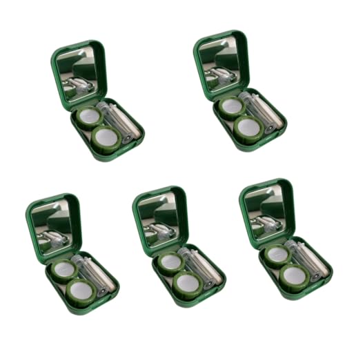 PACKOVE 5 Sets Farbkontaktlinsen Reisebrillenetui Augenlinsen Organizer Linsenhalter Transparentes Etui Linsenaufbewahrungsetui Linsenreinigeretui Linsenetui Grüner Kunststoff von PACKOVE