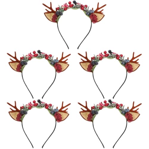 PACKOVE 5 Stk Geweih Stirnband Weihnachtsstirnband Für Erwachsene Zubehör Für Weihnachtsfeiern Beeren Haarband Hirschgeweih-stirnband Weihnachtskopfschmuck Kind Erwachsener Stoff Geschenk von PACKOVE