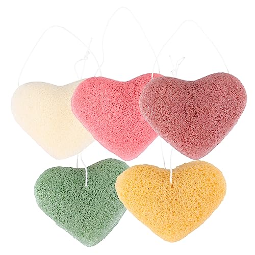 PACKOVE 5 Stück Gesichtsreinigungsschwämme Herzform Sanftes Peeling Für Männer Und Frauen Hautpflegezubehör Für Tägliche Gesichtsreinigung von PACKOVE