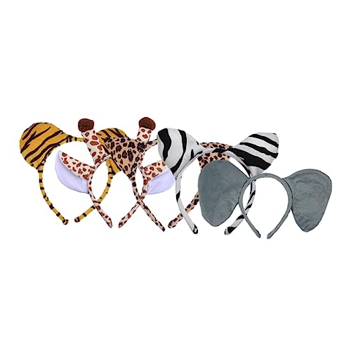PACKOVE 5 Stück Haarreifen mit Tierdesign Dschungel Tierkopfschmuck für Karneval Cosplay und Partys Giraffe Zebra Tiger Leopard von PACKOVE