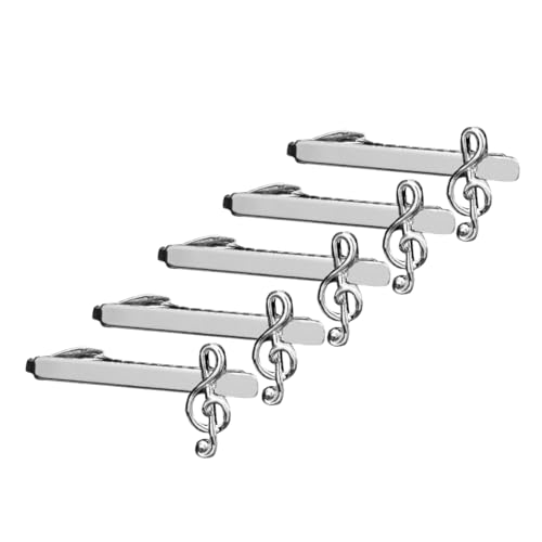 PACKOVE 5stücke Krawattenklammern Für Herren Aus Metall Mit Musiknoten-anhängern Geschäftstreffen Hochzeiten Und Formelle Anlässe Sicherer Halt Und Feine Handwerkskunst von PACKOVE