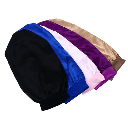 PACKOVE 5stücke Satin Schlafmütze Für Frauen Elastische Haube Für Lange Haare Dreads Locken Sanft Zur Haarpflege Bequem Und Anpassbar Für Entspannte Nächte von PACKOVE