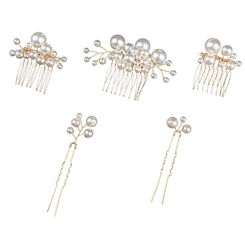 PACKOVE 5stücke Hochzeit Perlen Haarkamm Mit Haarnadel Für Damen Perlendekor Haarschmuck Für Brautjungfern Haarpins Für Hochzeit Abendparty von PACKOVE