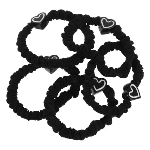 PACKOVE 5 Stück Teiliges Elastische Haargummis mit Herzmotiv Schwarze Dehnbare Schonende Haarschleifen für Frauen und Mädchen Kompatibel Flexibler Haarschäden Vielseitiges Haarband von PACKOVE