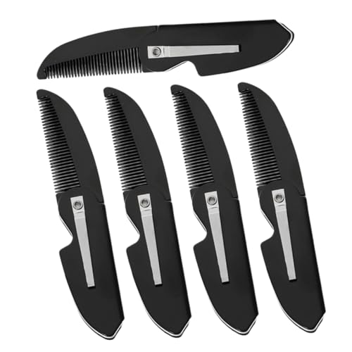 PACKOVE 5 Stück Teiliges Faltbares Bartkamm- Kompakt und Klein Glatte Zähne für Sanfte Bart Schnurrbartpflege Tragbar für Herren Passend Reisetauglich und Hautfreundlich von PACKOVE