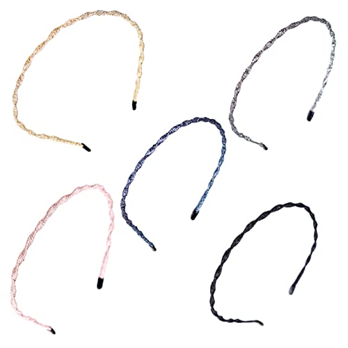 PACKOVE 5 Stück Teiliges Haarband für Damen Elastische Haargummis Modisches Headdress aus Strapazierfähigem für Alltag Verschiedenen Farben Gold Dunkelblau Rosa Schwarz Silber von PACKOVE