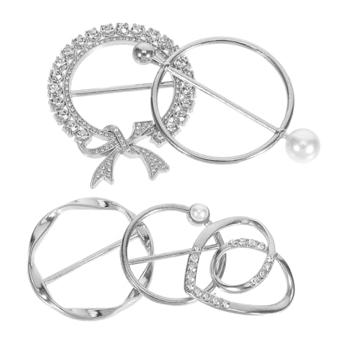 PACKOVE 5 Stück Teiliges Vintage Schalring aus Metall mit Perlen und Strass Stilvoller Knopfverschluss Clips für Seidenschals Wickeltücher Taillengürtel und Kleidung Vielseitig und von PACKOVE