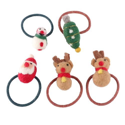 PACKOVE 5 Stück Teiliges Weihnachts Haargummi Elastisch Haarschmuck Ponytail Halter Festlich Damen und Mädchen mit Weihnachtlichem Muster für Weihnachtsfeier von PACKOVE