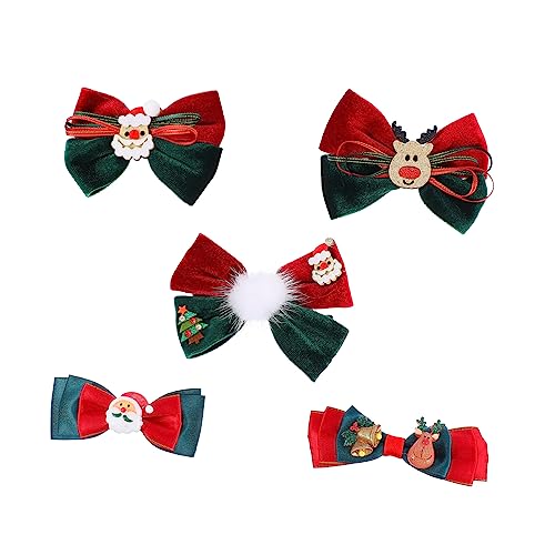 PACKOVE 5 Stück Teiliges Weihnachts Haarspangen für Mädchen Bunte Schleifen Haarklammern Festlicher Haarschmuck mit Weihnachtlichen Elementen Sanfte Oberfläche Sicherer für Kinderhaare von PACKOVE