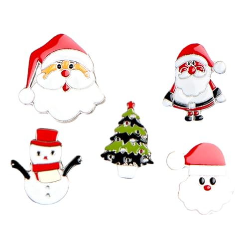 PACKOVE 5 Stück Teiliges Weihnachtsbroschen mit Langlebigem Feiner Politur Vielseitigen Xmas Motiven Stabilem Material Modischen Weihnachts Anstecknadeln für Kleidung und Festliche Deko von PACKOVE