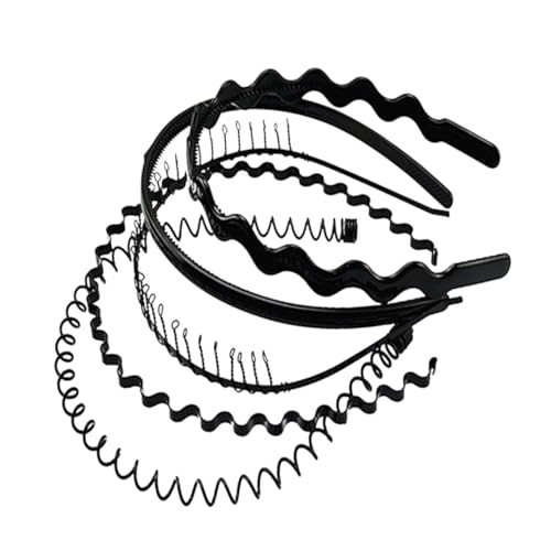 PACKOVE 5stücke Schwarze Gewellte Damen-haarband Einfache Haarschlaufe Haarspange Haarschmuck Für Frauen Und Mädchen Stil e von PACKOVE