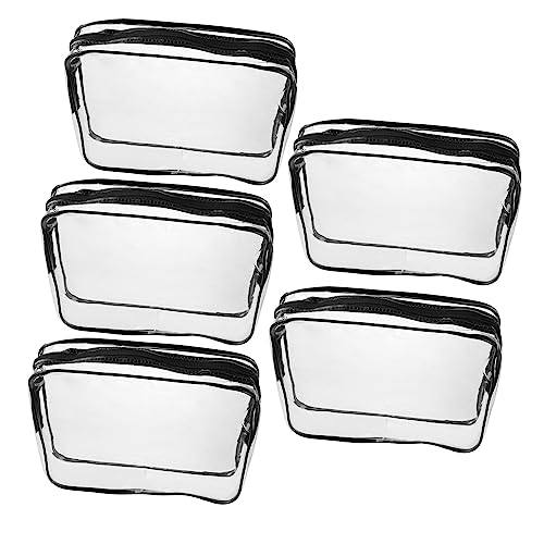 PACKOVE 5 Stück transparente Kosmetiktasche Toilettenartikelhalter Tasche Frauen Makeup Tasche klein Cosmetic Bag kosmetikbeutel transparente Schminktasche Aufbewahrungstasche PVC Black von PACKOVE