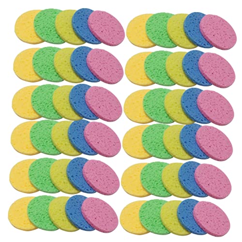 PACKOVE 50 Stück Gesichtsschwamm Runde Makeup Entferner aus Hautfreundlichem Material für Gesichtsreinigung Sanfte Makeup Entfernung und Unterwegs Fünf Farben Hautfarbe Rosa Blau Grün von PACKOVE