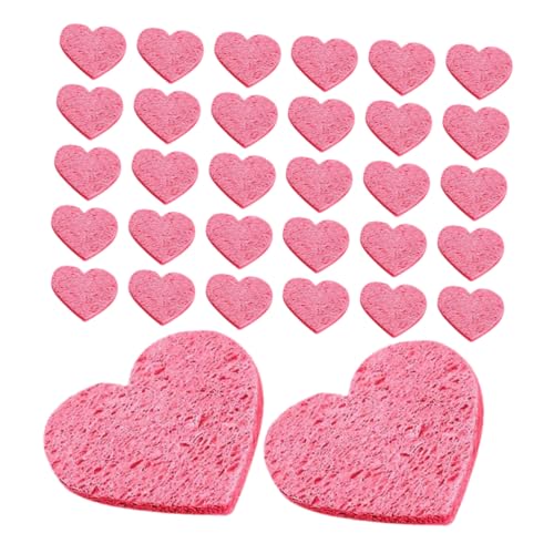 PACKOVE 50 Stück Komprimierte Herzförmige Gesichtsschwämme Rosa Cellulose Makeup Entferner Schwammpads Sanfte Porentief Für Empfindliche Haut Reisefreundlich von PACKOVE