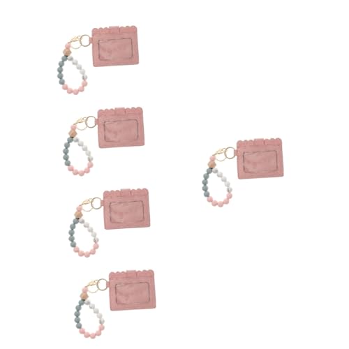 PACKOVE 5St Kartenhalter mit Perlen Schlüsselanhänger Bags Key Medaillon Schlüsselringe kreativer Kartenhalter Kartentaschenanhänger Holzperlen Geldbörse Schmuck Armbänder Fräulein Armband von PACKOVE