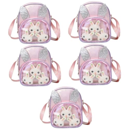 PACKOVE 5St Schultertaschen klein Umhängetasche für Mädchen Kinder geldbörsen Handy-Geldbörse Handtaschen Glitzernde Kindertasche Aufbewahrungstasche Designpaket Sache PU-Leder Rosa von PACKOVE