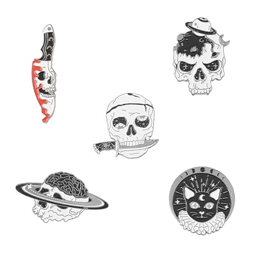 PACKOVE 5stücke Halloween Broschen Skull Katze Messer Anstecknadeln Aus Legierung Kreative Pins Für Kleidung Rucksack Partydekoration Als Geschenk Für Freunde Und Familie von PACKOVE