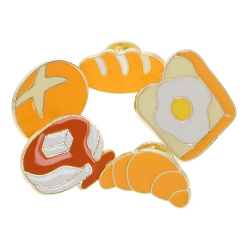 PACKOVE 5stücke Croissant-brosche Aus Zinklegierung Süße Emaille-anstecknadeln Lustige Cartoon-brosche Brot-sandwich-pin Für Kleidung Taschen Rucksäcke von PACKOVE