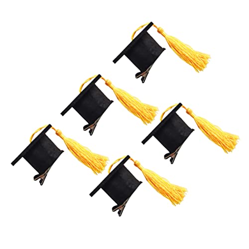 PACKOVE 5stücke Mini Doktorhut Haarspangen Mit Quaste Lustige Graduierungs-accessoires Für Erwachsene Und Mädchen Gelb Für Abschlussfeiern Und Partys von PACKOVE