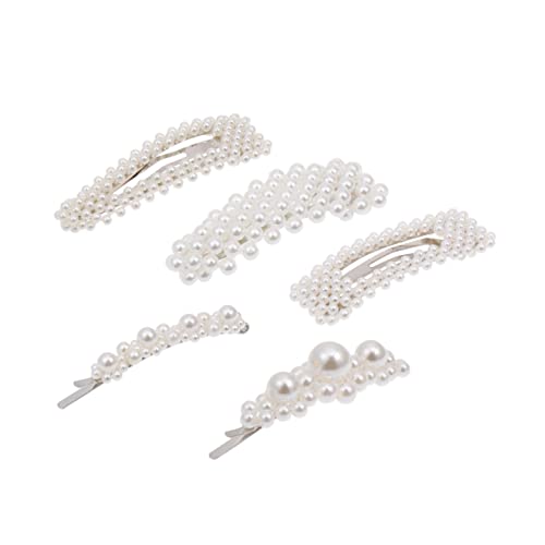 PACKOVE 5stücke Perlen Haarspangen Damen Schicke Haarnadel Ponyclips Haarschmuck Set Silber Farbe Clip Set Für Frauen von PACKOVE