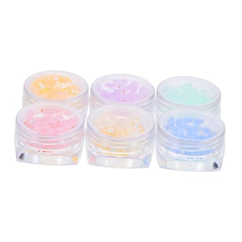 PACKOVE 6 Boxen Flaschen Blüten Nagelcharms Bunte Fünfblättrige Harzblumen mit Stahlperlen DIY Nail Art Zubehör für Mädchen und Damen Kreative Maniküre Dekoration Vielseitig Einsetzbar von PACKOVE