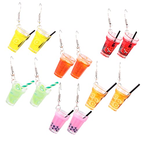 PACKOVE 6 Paare Handgefertigte Ohrringe mit Getränkeflaschen Design Niedliche Dangler Ohrhänger in Bunten Farben Modischer Schmuck für Damen und Mädchen von PACKOVE