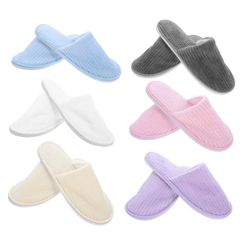 PACKOVE 6 Paare Waschbare Rutschfeste Geschlossene Gästehausschuhe Weiche Isolierende Slipper für Spa Indoor Reise Wiederverwendbar von PACKOVE