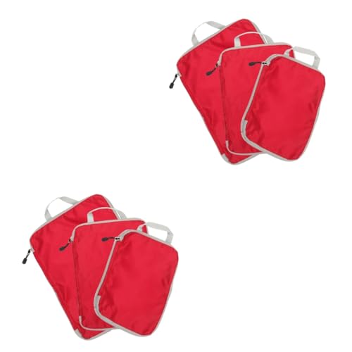 PACKOVE 6 STK Reise-Aufbewahrungstasche Koffer Männer Rucksäcke Packwürfel Für Die Reise Reise-handgepäcktasche Reisepacktaschen Reiserucksack Reisen Rot Nylon Kompression Kosmetiktasche von PACKOVE