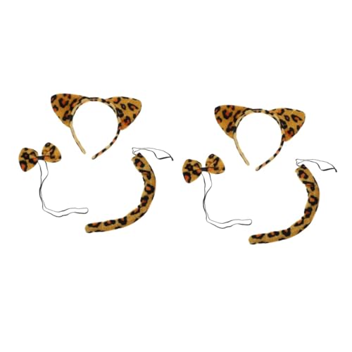 PACKOVE 6 Sätze Kleidungsset mit Leopardenmuster leopard haarreif leoparden haarreif kuscheltier Zubehör für Leopardenkostüme Stirnband mit Katzenohren Karikatur Schwanz Krawatte von PACKOVE