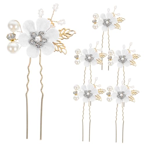 PACKOVE 6 Stck. Braut Haargabel in U-form Schmuck Für Die Zukünftige Braut Mädchen Gast Haarnadel Juwelenbesetzt Bräute Brautjungfer Blumen- Braut- Sei Bobby Heiraten Marine Perle Weiß von PACKOVE