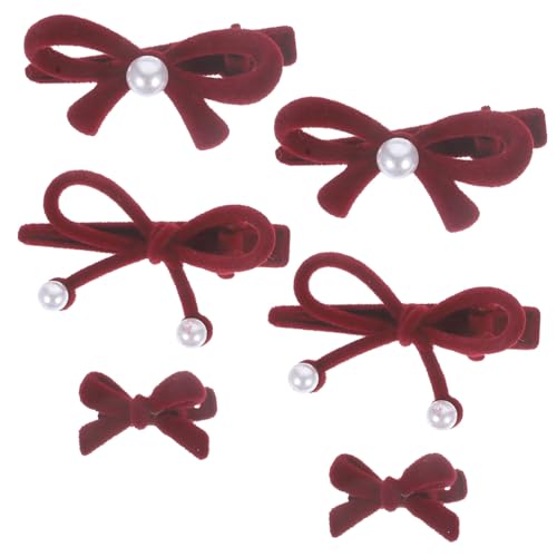 PACKOVE 6 Stck. Haarnadel mit Perlenschleife Knoten Abs Bobby Hochzeit Bögen Mädchen Haarschleife Haarschleifen für Mädchen niedliche Haaraccessoires Haarklammer Beflockung von PACKOVE