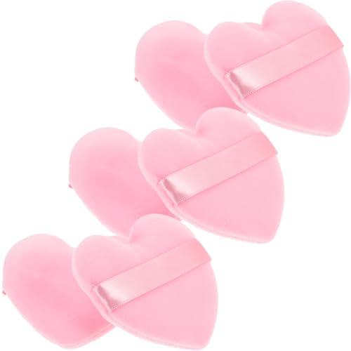 PACKOVE 6 Stck. Herz-Make-up-Puff Bilden Mini-Puff klein Kissen Schwämme erstellen Make -up -Pulver -Puff herzförmige Puderquaste Herz Puderquaste Frauen Make-up Puderquaste Flanell Rosa von PACKOVE